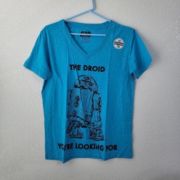 Women's Juniors Star Wars The Droid You're Looking V-neck T-shirt‎ in Turquoise - Picture 4 of 5